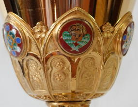 French antique solid silver gilt Gothic Chapel Set